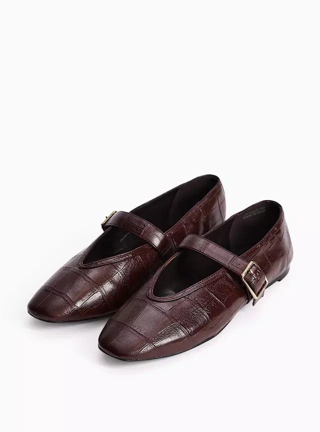 Buy Brown Croc Effect Mary Jane Ballerina Shoes 6 | Shoes | Tu | Tu Clothing