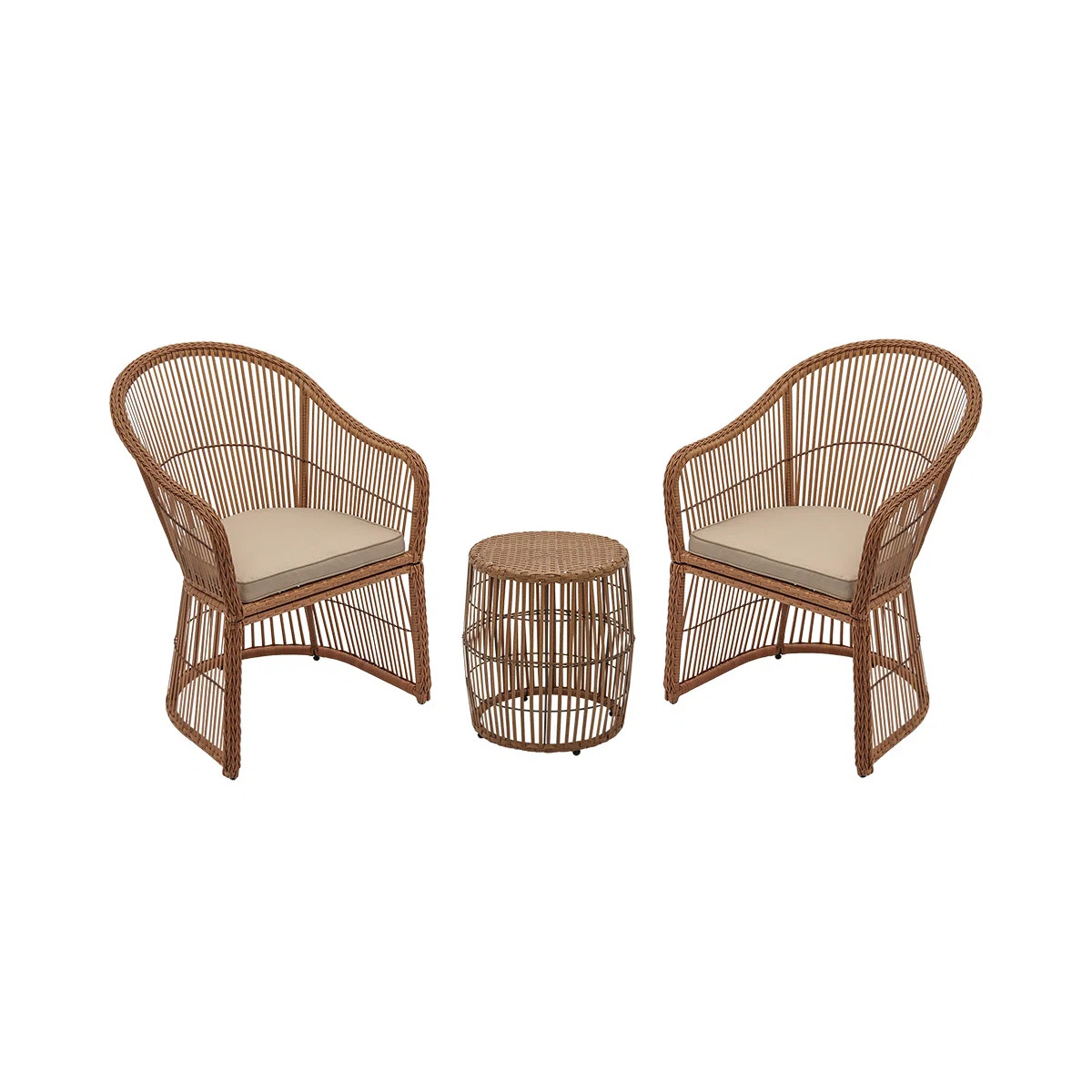 Lustig 3 Piece Rattan Seating Group with Cushions | Wayfair North America