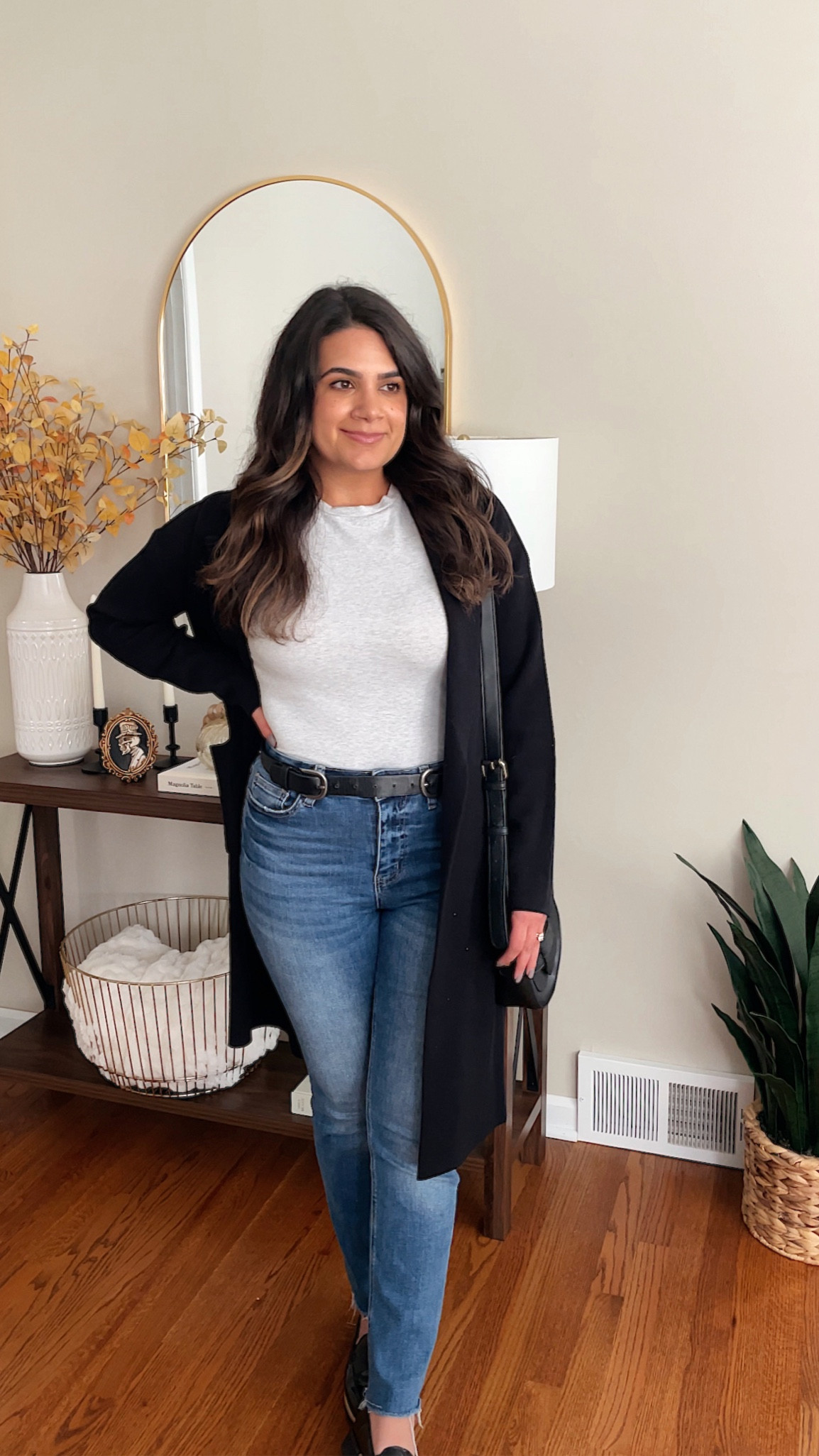 Easy fall outfit! Abercrombie baby tee, jeans, loafers & a coatigan!! Simple👏🏼🖤 

#LTKSeasonal #LTKStyleTip #LTKFallSale