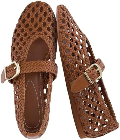 CUSHIONAIRE Wit Hand Woven Womens Flats, Comfortable Mary Jane Ballet Flat with Adjustable Buckle... | Amazon (US)