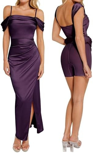 Popilush Womens Shapewear Maxi Dress Multi Way Wear Off The Shoulder Bodycon Long Cocktail Formal... | Amazon (US)