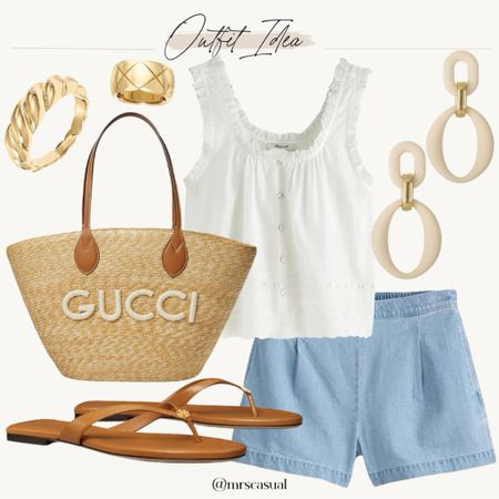 Did they just come out with a denim version of my favorite pull on shorts!!! 😱 I sized down to an xs also dying for this new Gucci tote for summer 😍 

#LTKfindsunder100 #LTKstyletip #LTKfindsunder50
