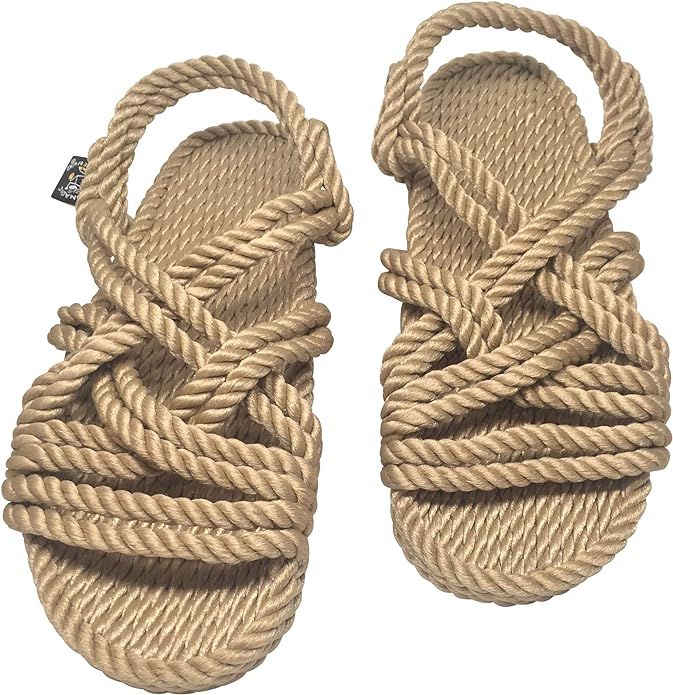 Nomadic State of Mind Lounger Sandals- Handmade Adjustable Rope Shoes – Machine Washable – Co... | Amazon (US)