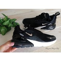 Swarovski Womens Nike Air Max 270 Black White Sneakers Customized With Rose Gold Crystals Custom Bli | Etsy (US)