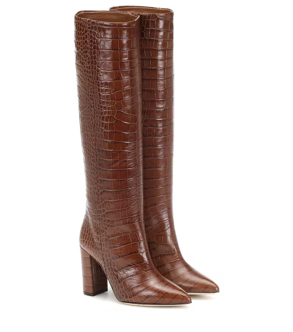 Croc-effect leather knee-high boots | Mytheresa (INTL)