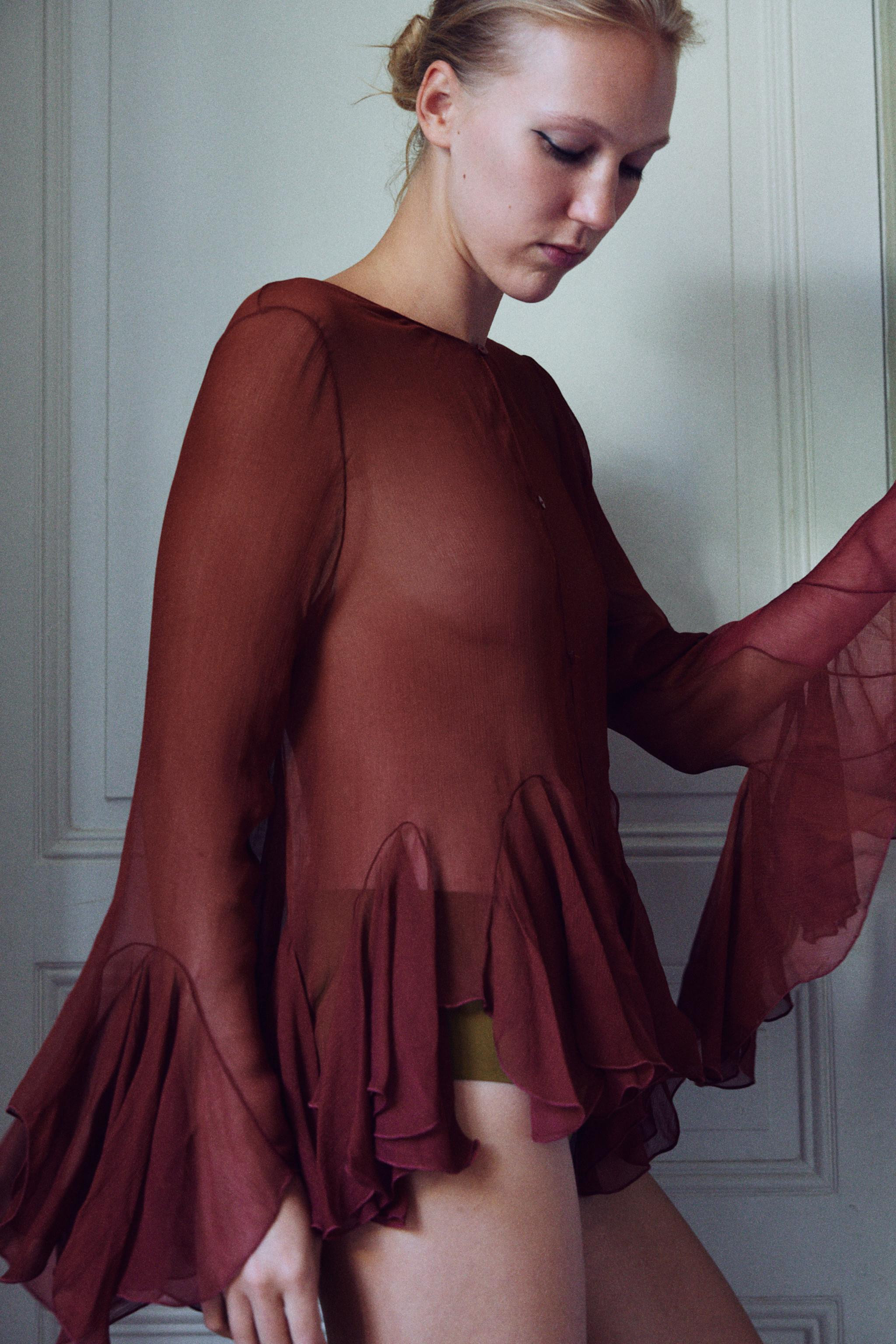GEORGETTE RUFFLE BLOUSE | Zara US