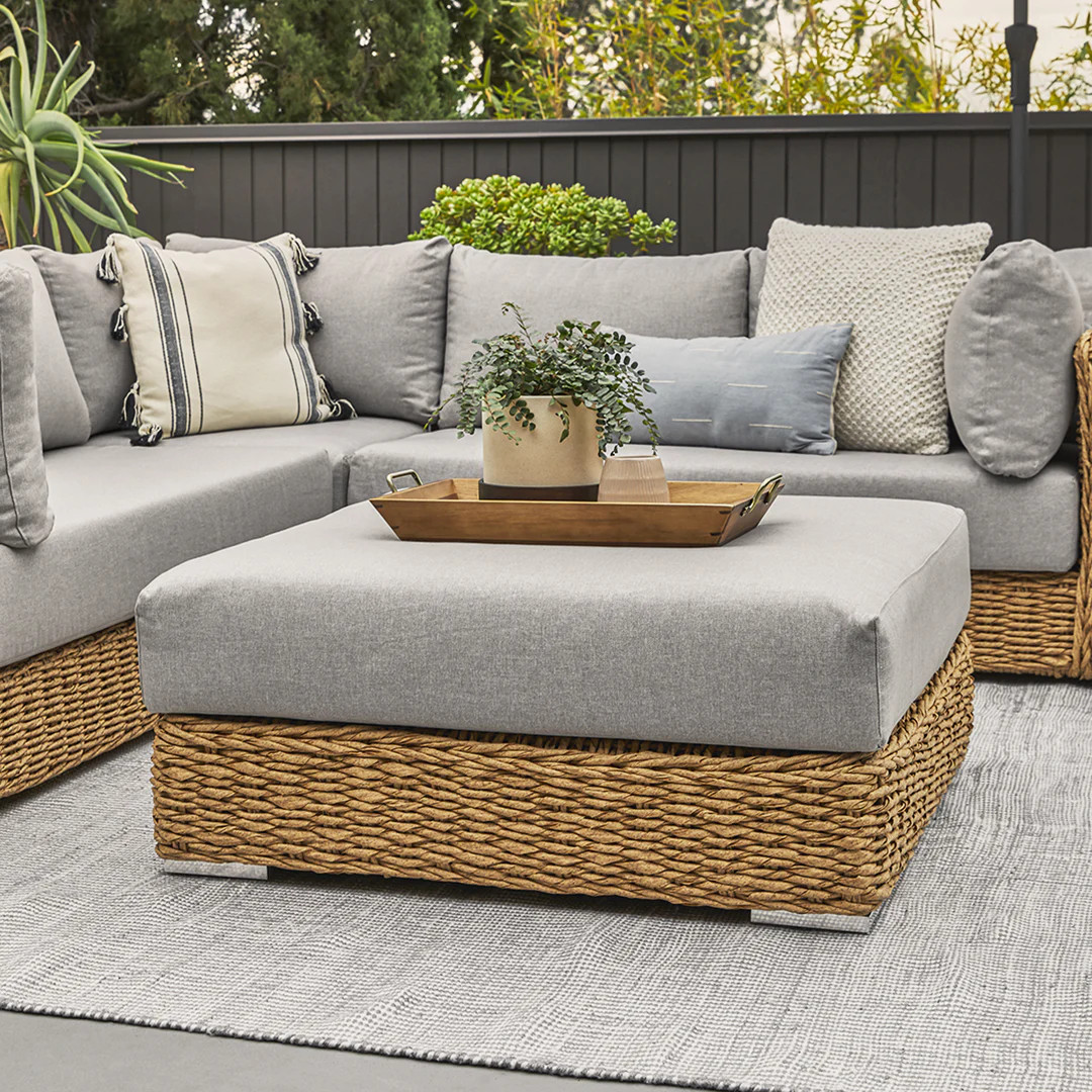 Capra 37.5" Outdoor Ottoman - Beach Sand | Article