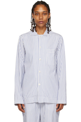 Tekla - White Striped Pyjama Shirt | SSENSE