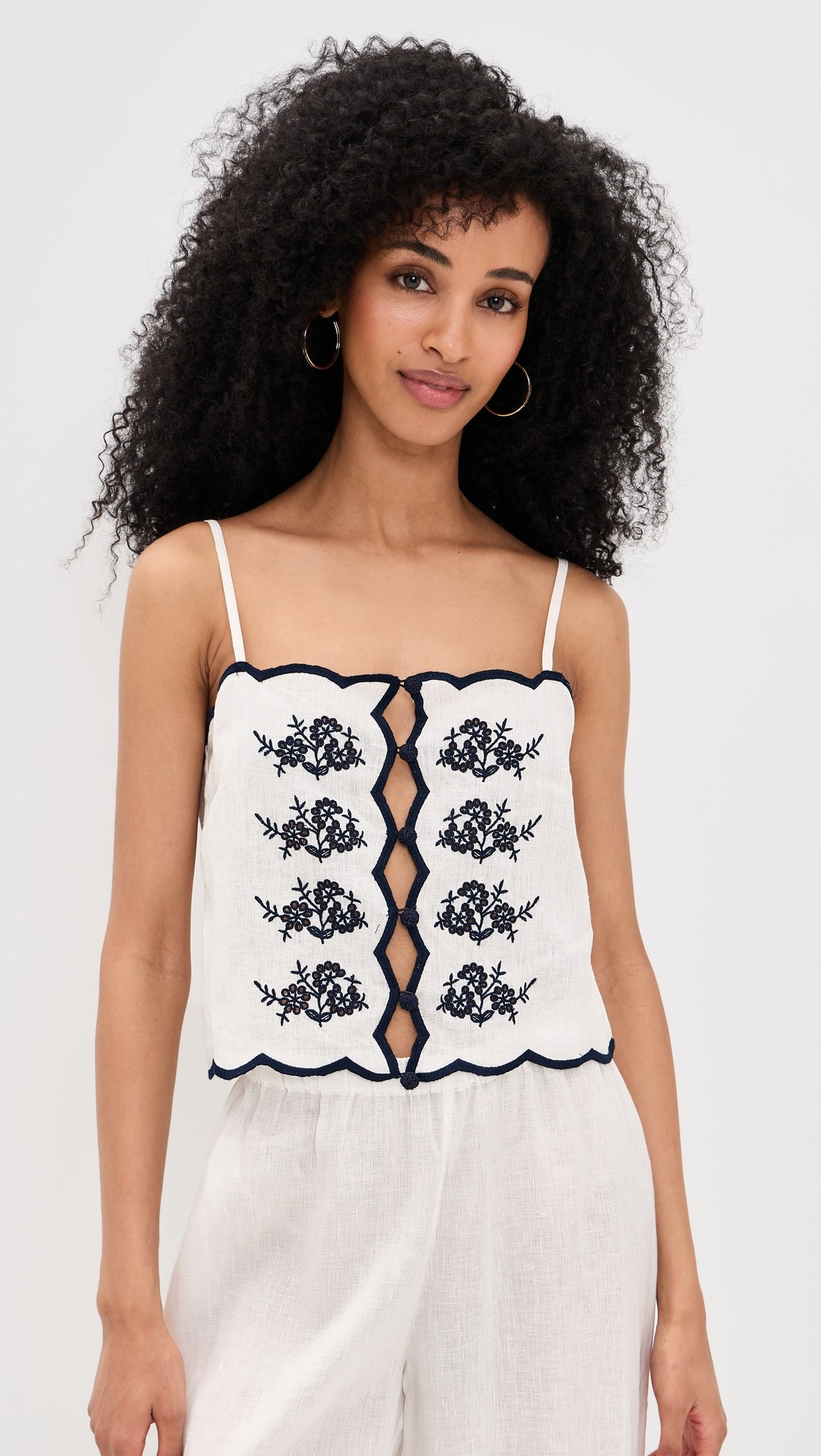 Nazare Embroidered Linen Camisole | Shopbop