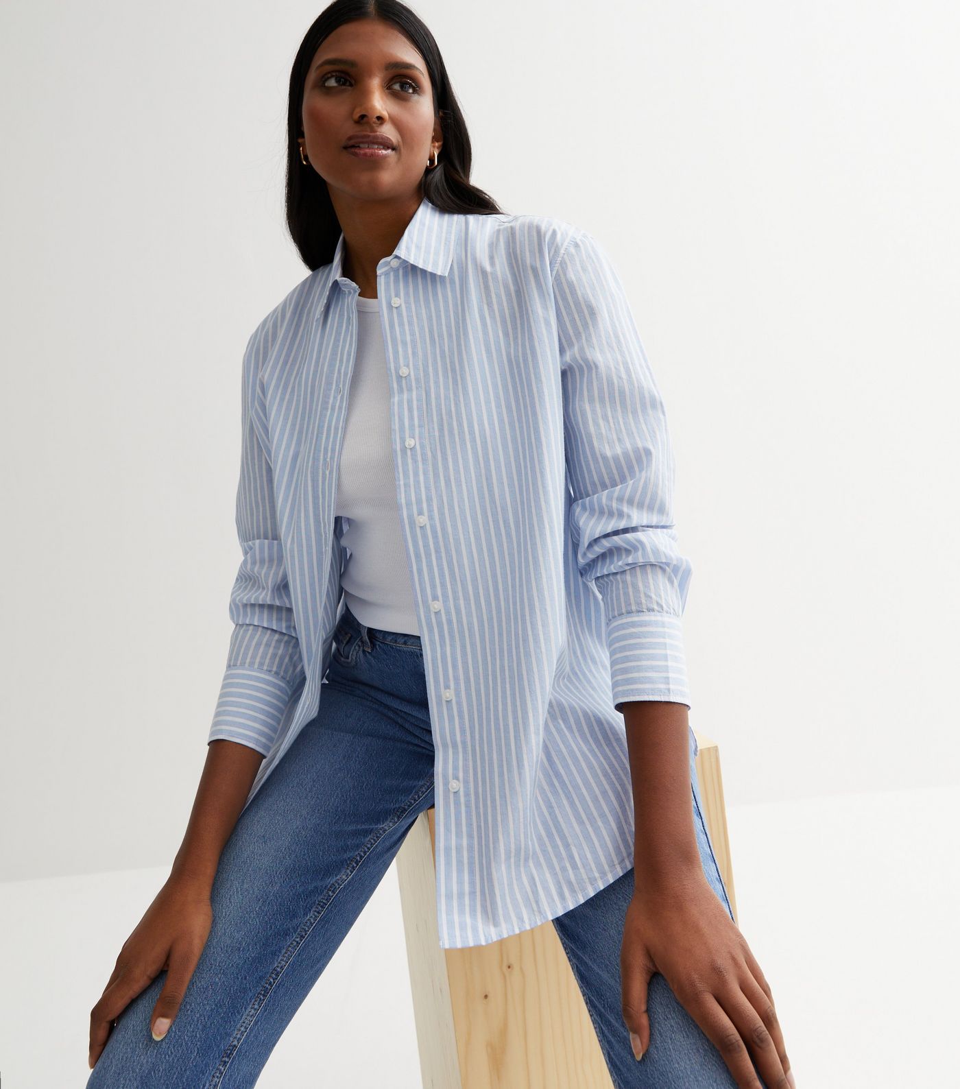 Blue Stripe Cotton Poplin Shirt
						
						Add to Saved Items
						Remove from Saved Items | New Look (UK)