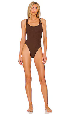 Hunza G Domino One Piece in Metallic Chocolate from Revolve.com | Revolve Clothing (Global)