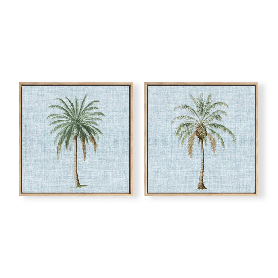 Coastal Palm Pair Square | Coastal Luxe Art Prints | Urban Garden Prints