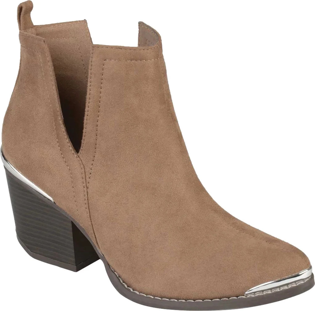 Women's Journee Collection Issla Heeled Ankle Bootie Taupe Faux Suede 7.5 M | Walmart (US)