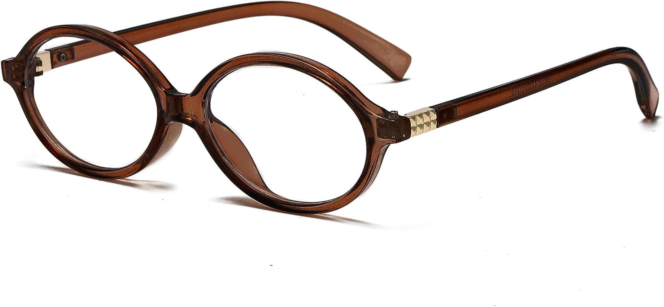 Fashion Oval Glasses for Women Men Retro Round Tortoise Frame Blue Light Glasses Nerd Eyeglasses | Amazon (US)