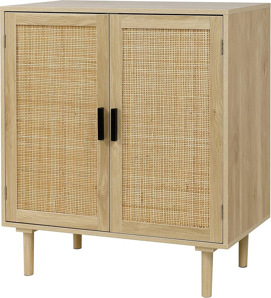 Finnhomy Sideboard Buffet Cabinet, Kitchen Storage Sideboard with Rattan Decorated Doors, Liquor ... | Amazon (US)