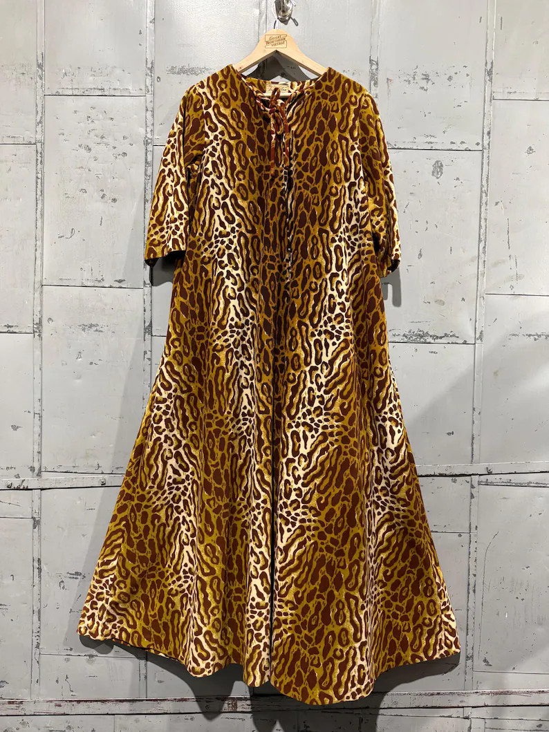 1960s Dela Ann Creation Vintage Leopard Print A Line Lounge Dress Mod Loungewear Robe Chic | Etsy (Global)