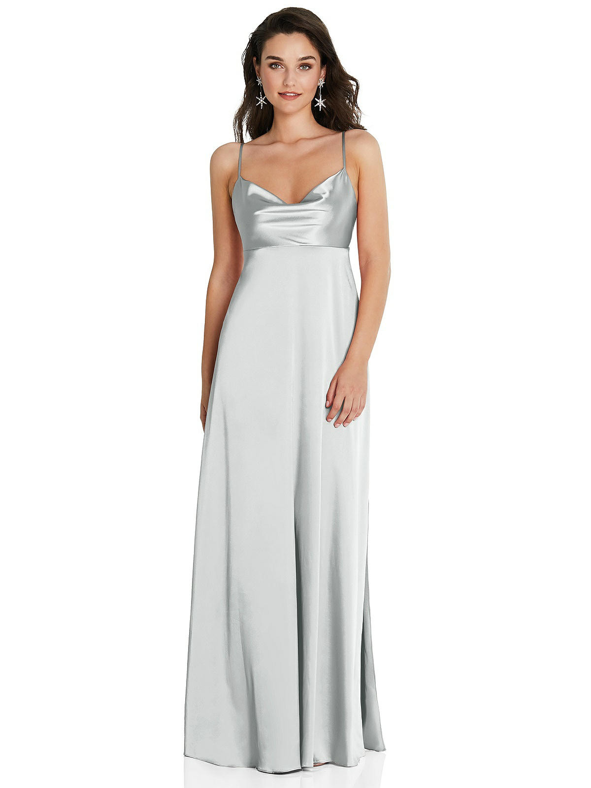Cowl-Neck Empire Waist Maxi Dress with Adjustable Straps | The Dessy Group