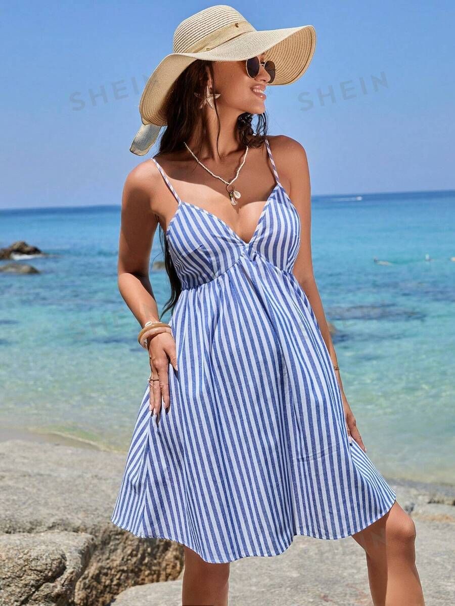 SHEIN Maternity Striped Print Cami Dress | SHEIN