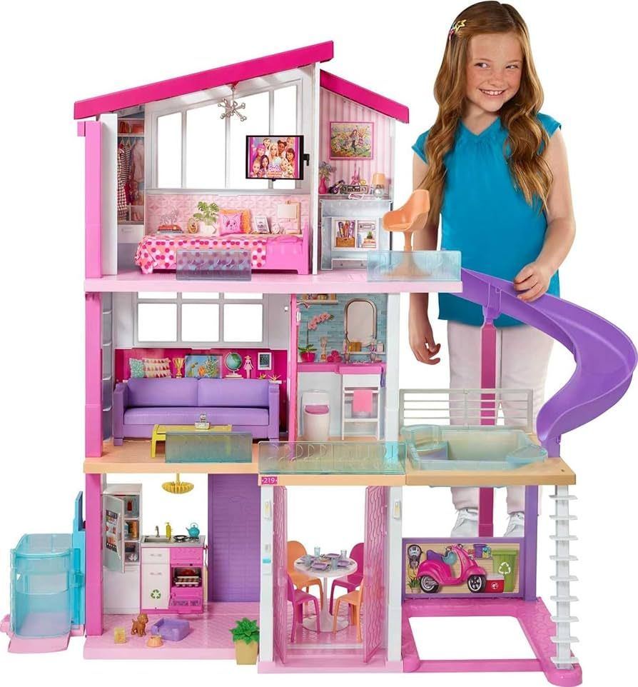 Barbie DreamHouse Dollhouse with 70+ Accessories, Working Elevator & Slide, Transforming Furnitur... | Amazon (US)
