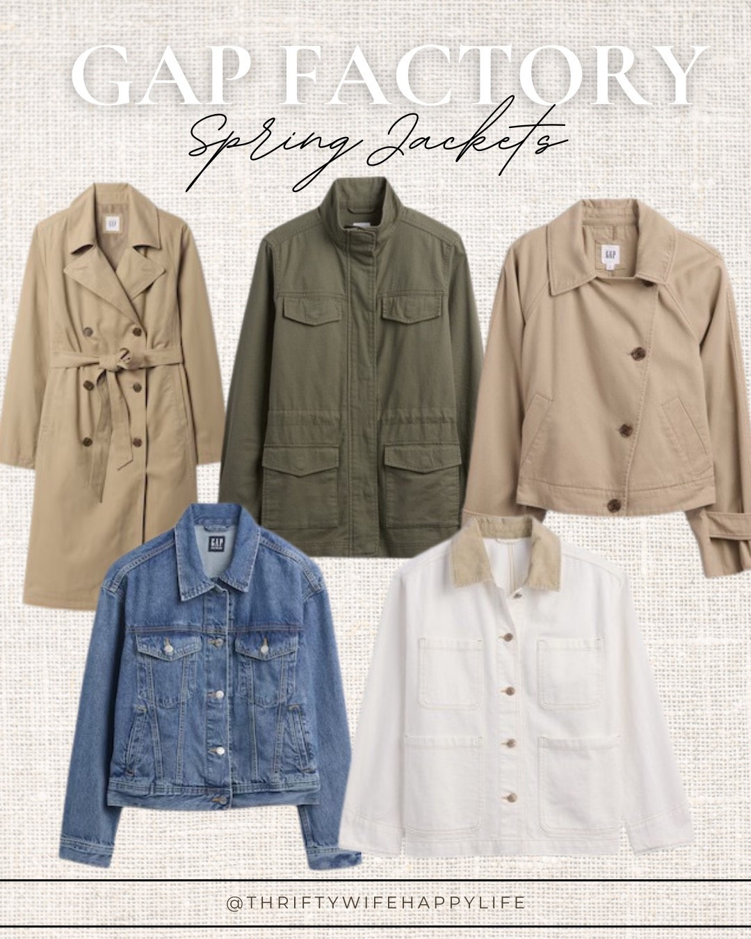 Spring jackets at Gap Factory! They always have a great selection for classic jackets that are a must have spring wardrobe staple! 


#LTKOver40 #LTKSeasonal #LTKPetite