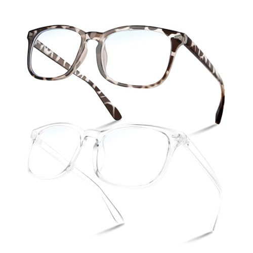 NZKNP Blue Light Glasses for Woman Men,Blue Blockers Glass for Men,Womens Bluelight Glasses Round Screen Computer Fashion Glass(Clear+Leopard Print) | Amazon (US)