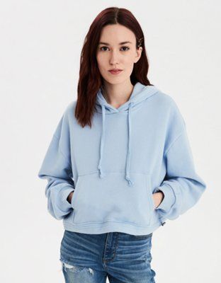 AE Fleece Cinched Cropped Hoodie | American Eagle Outfitters (US & CA)