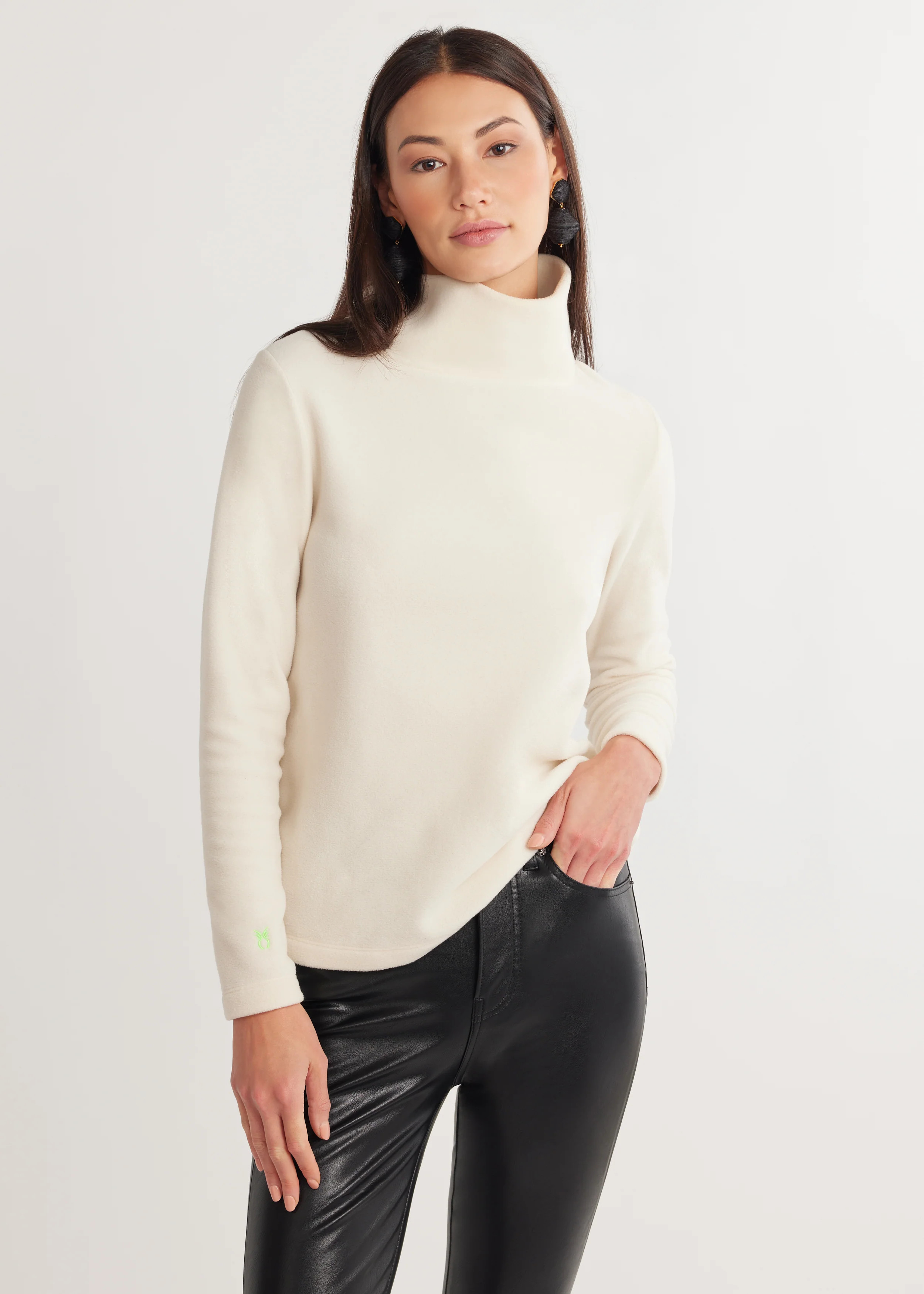 Greenpoint Turtleneck in Vello Fleece (Cream) | Dudley Stephens