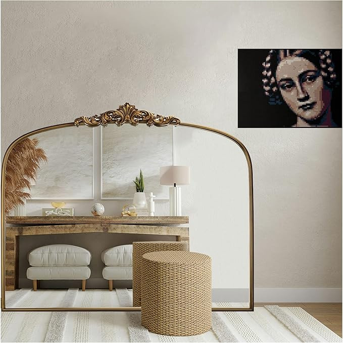 Vintage Gold Ornate Baroque Mirror - 36"X30" Arched Antique Brass Mirror with Full Metal Frame - ... | Amazon (US)