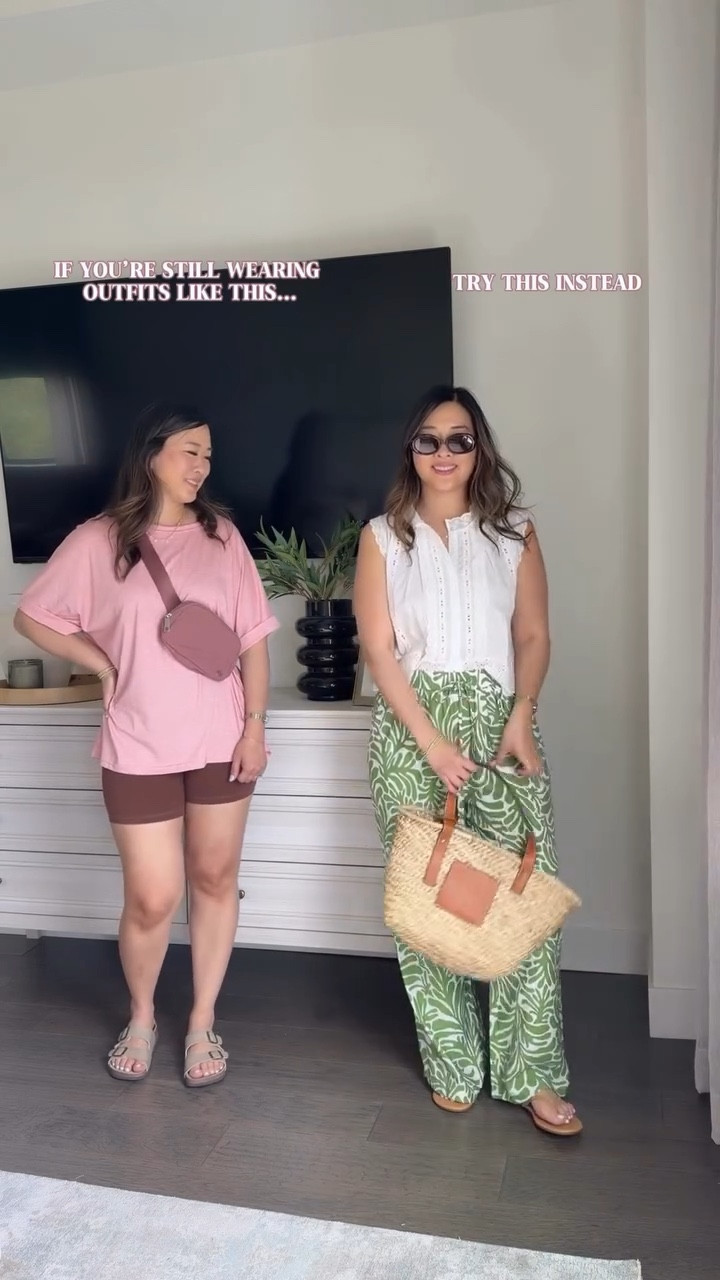 Mamas, let’s upgrade our tee, biker shorts and belt bag looks!!! Millennial mamas, I am looking at you!!! All the other options are just as comfy, but way more chic and modern!!! Which upgraded outfit is your fave??

Upgrading Millennial outfits, updating styles, Mom life, Amazon fashion