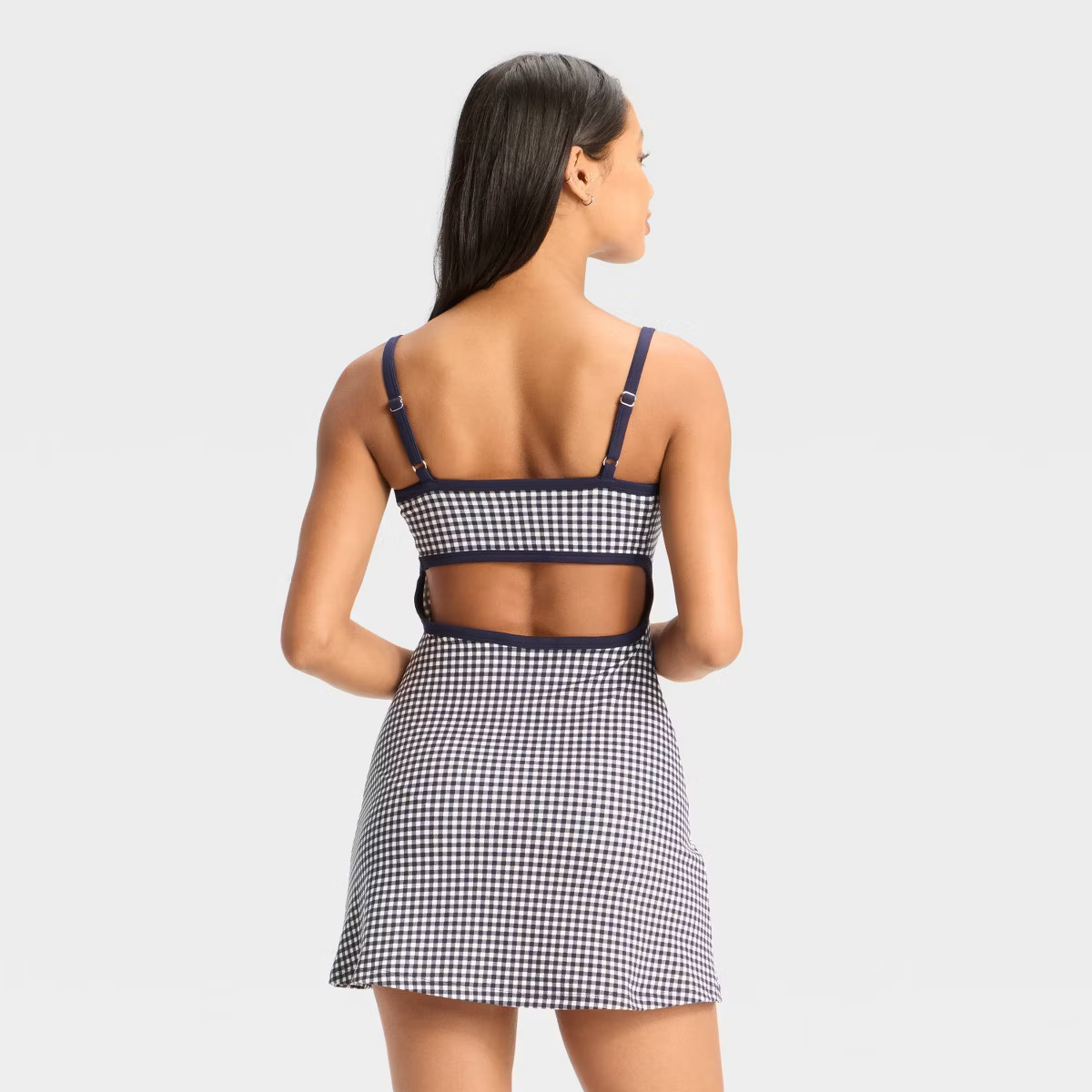 Women's ButterBliss Mini Skater Dress - Wild Fable™ Navy Blue Gingham S | Target