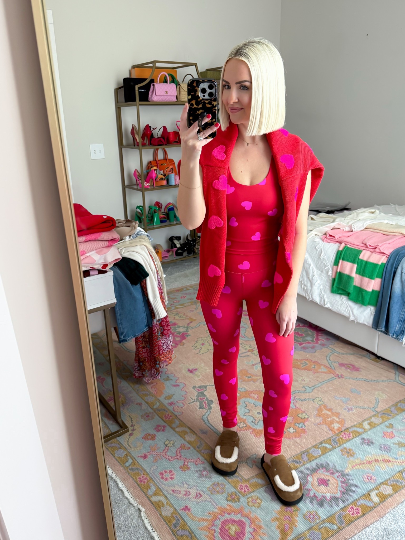 Valentine’s Day workout set / heart print workout set 
Top: small
Sweater + leggings: XS 

#LTKActive #LTKSeasonal