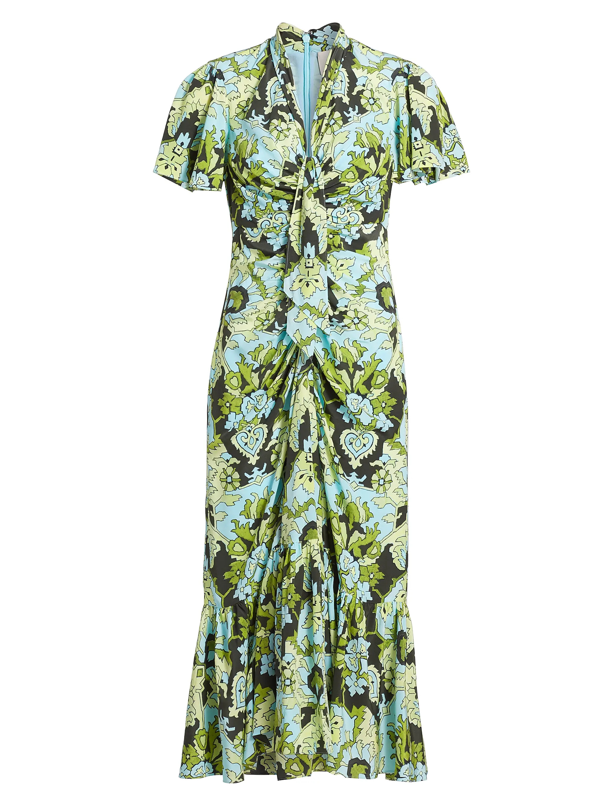 Peeta Damask Trumpet-Hem Midi-Dress | Saks Fifth Avenue