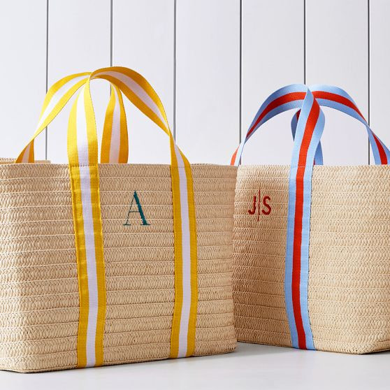 Oversized Ribbon Straw Beach Tote | Mark and Graham