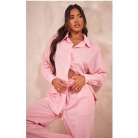 Pink Linen Look Oversized Shirt, Pink | PrettyLittleThing UK