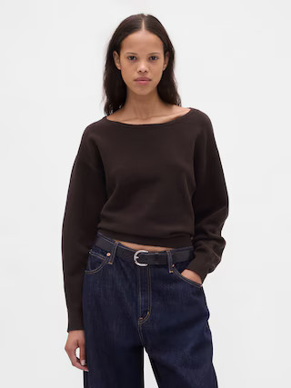 CashSoft Stretch Lantern-Sleeve Crop Sweater | Gap (US)