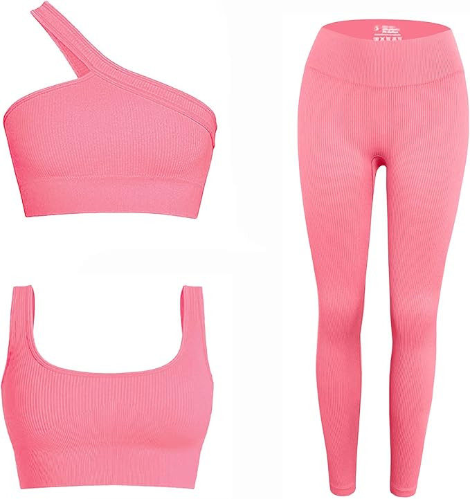 Workout Sets for Women 2 Piece Seamless Sexy One Shoulder Sport Bra High Waist Shorts GMY Yoga Tw... | Amazon (US)