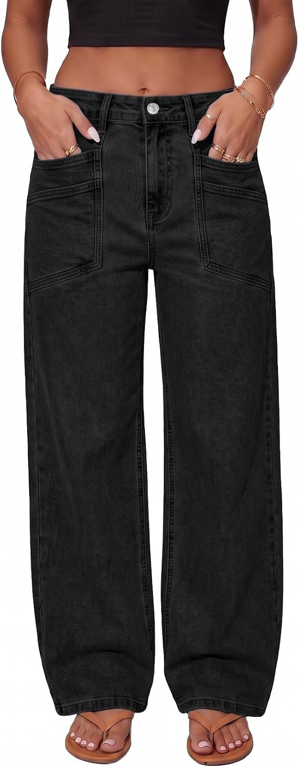 Sidefeel Women's Wide Leg Jeans High Waisted Stretchy Boyfriend Denim Pants | Amazon (US)