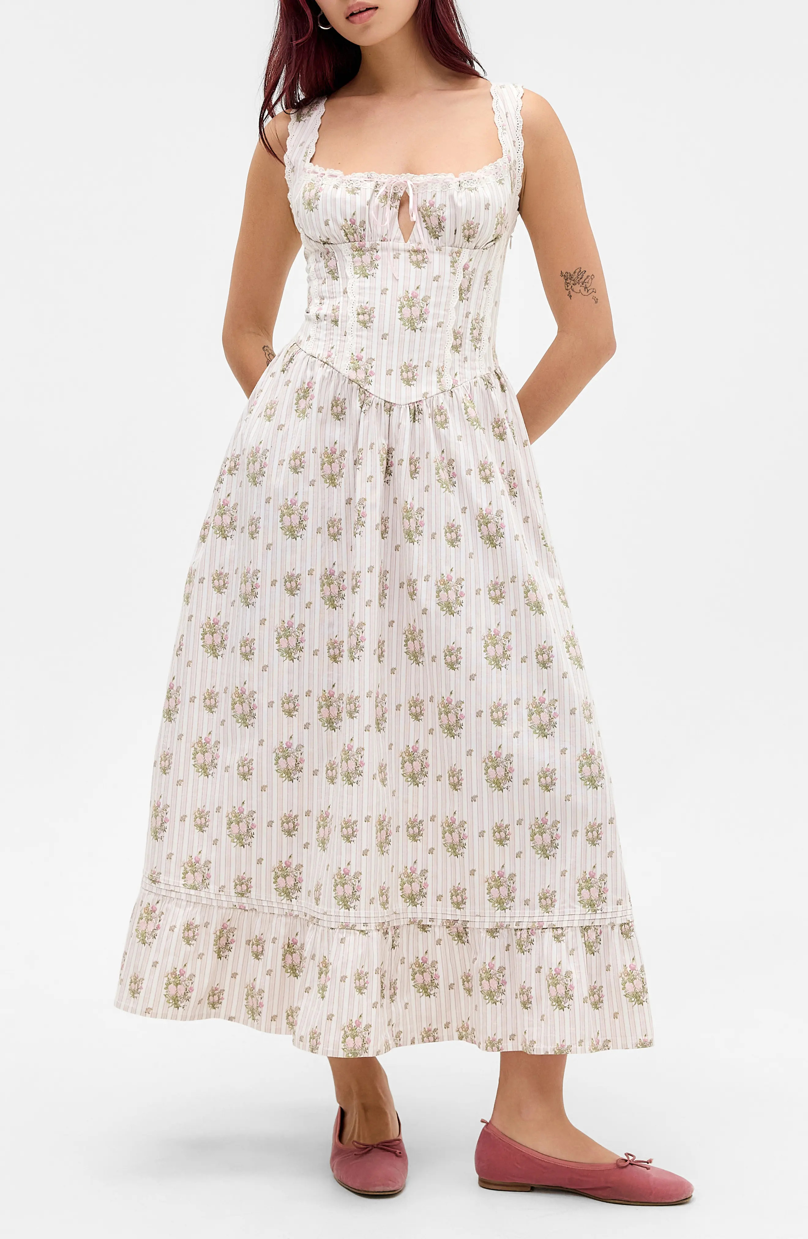 BDG Urban Outfitters Gabriette Floral Tie Front Maxi Dress (Women) | Nordstrom | Nordstrom