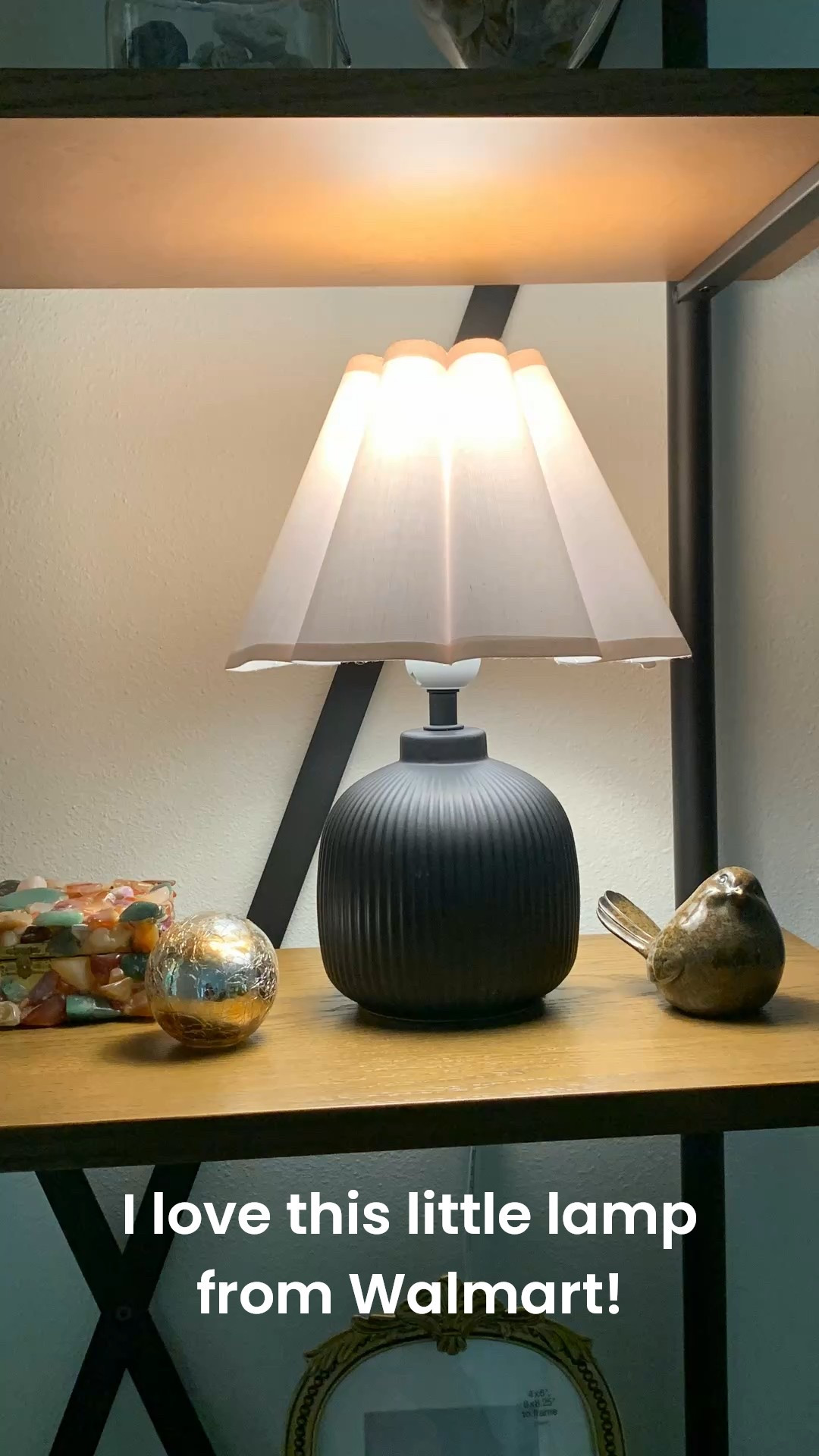 This little lamp from Walmart is the cutest! It’s just enough light to brighten this shelf and the scalloped shade is lovely. 

It would be cute on a kitchen counter too  

#LTKFindsUnder50 #LTKHome