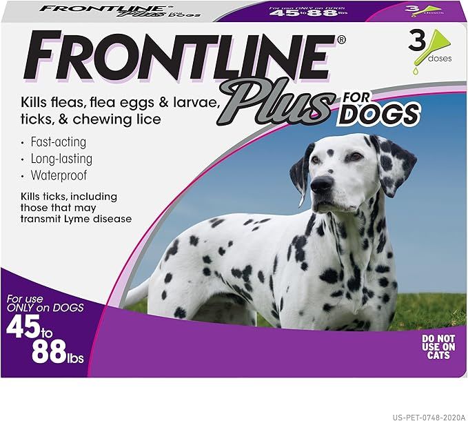 Frontline Plus Flea and Tick Treatment for Dogs (Large Dog, 45-88 Pounds, 3 Doses) | Amazon (US)