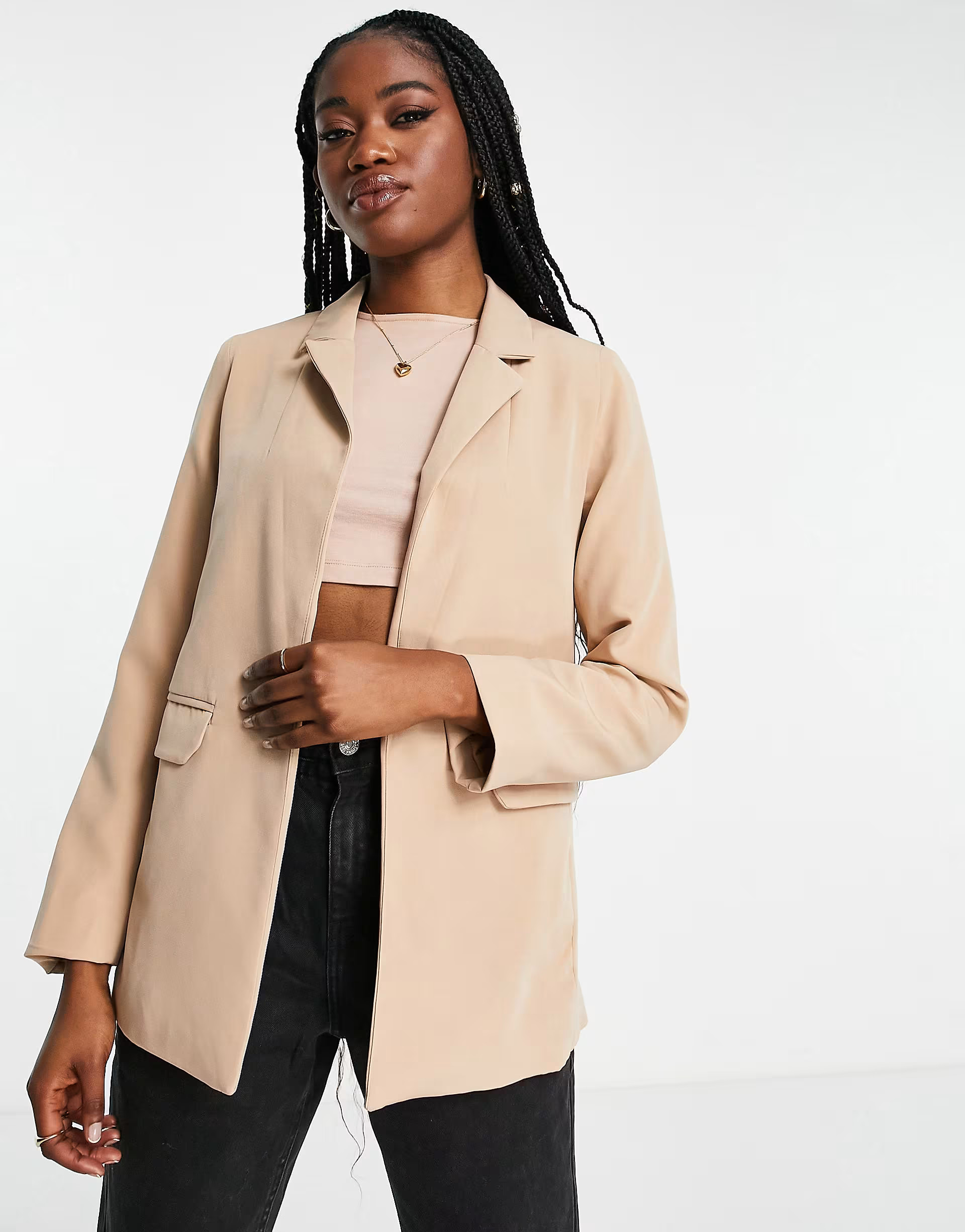 New Look slouchy suit blazer in stone | ASOS (Global)