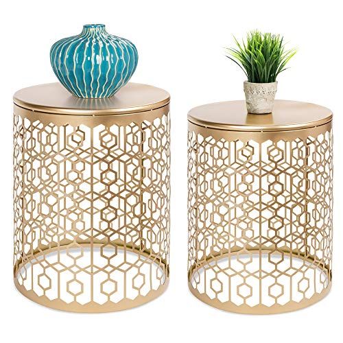 Best Choice Products Metal Accent Table, Set of 2 Decorative Round End Tables Nightstands, Coffee Si | Amazon (US)
