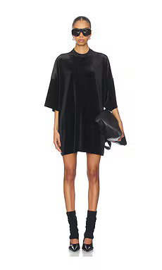 Fear of God ESSENTIALS 90's Shirt Dress in Vintage Black from Revolve.com | Revolve Clothing (Global)