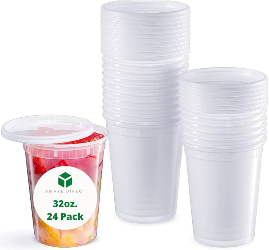 AMAXE - [32 oz - 24 Sets] 950ML Plastic Deli Food Storage Containers with Airtight Lids - Microwa... | Amazon (CA)