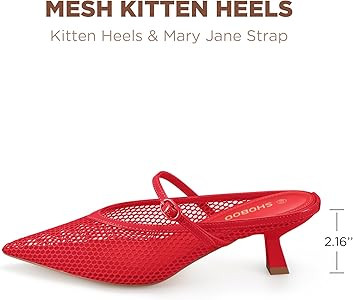 Women's Pointed Toe Kitten Heels Mesh Dress Sandals Slip On Pump Shoes with Strap for Casual Part... | Amazon (US)