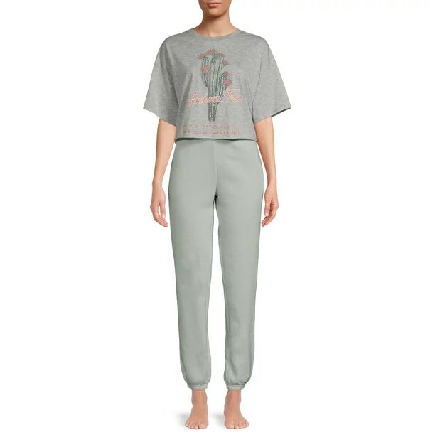 Grayson Social Women's and Women's Plus Size Graphic Sleep T-Shirt and Joggers Set, 2-Piece | Walmart (US)