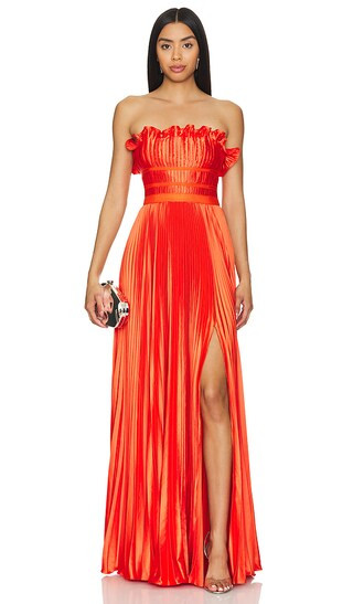 Losey Ruffle Neck Gown in Sun Coral | Revolve Clothing (Global)
