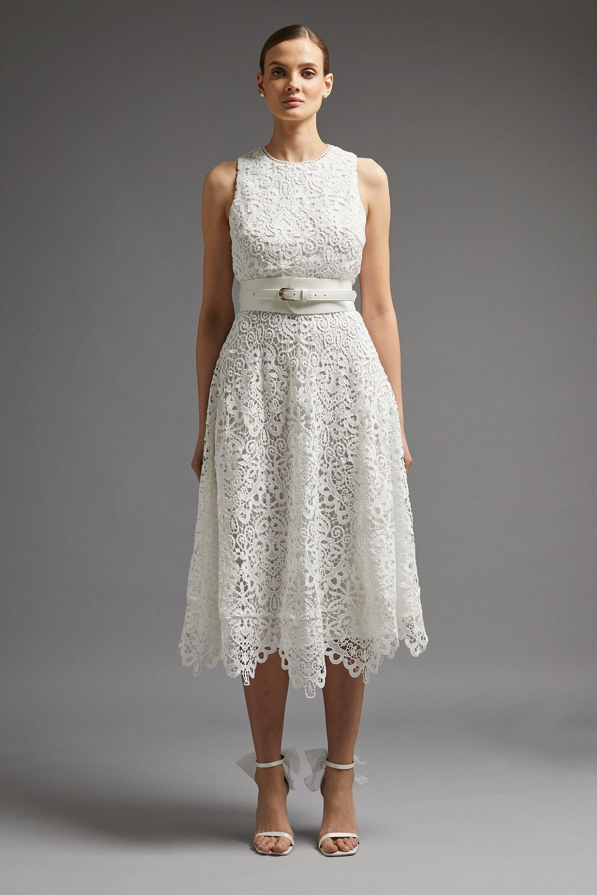 Belted Lace Full Skirt Midi Dress | Coast (UK)