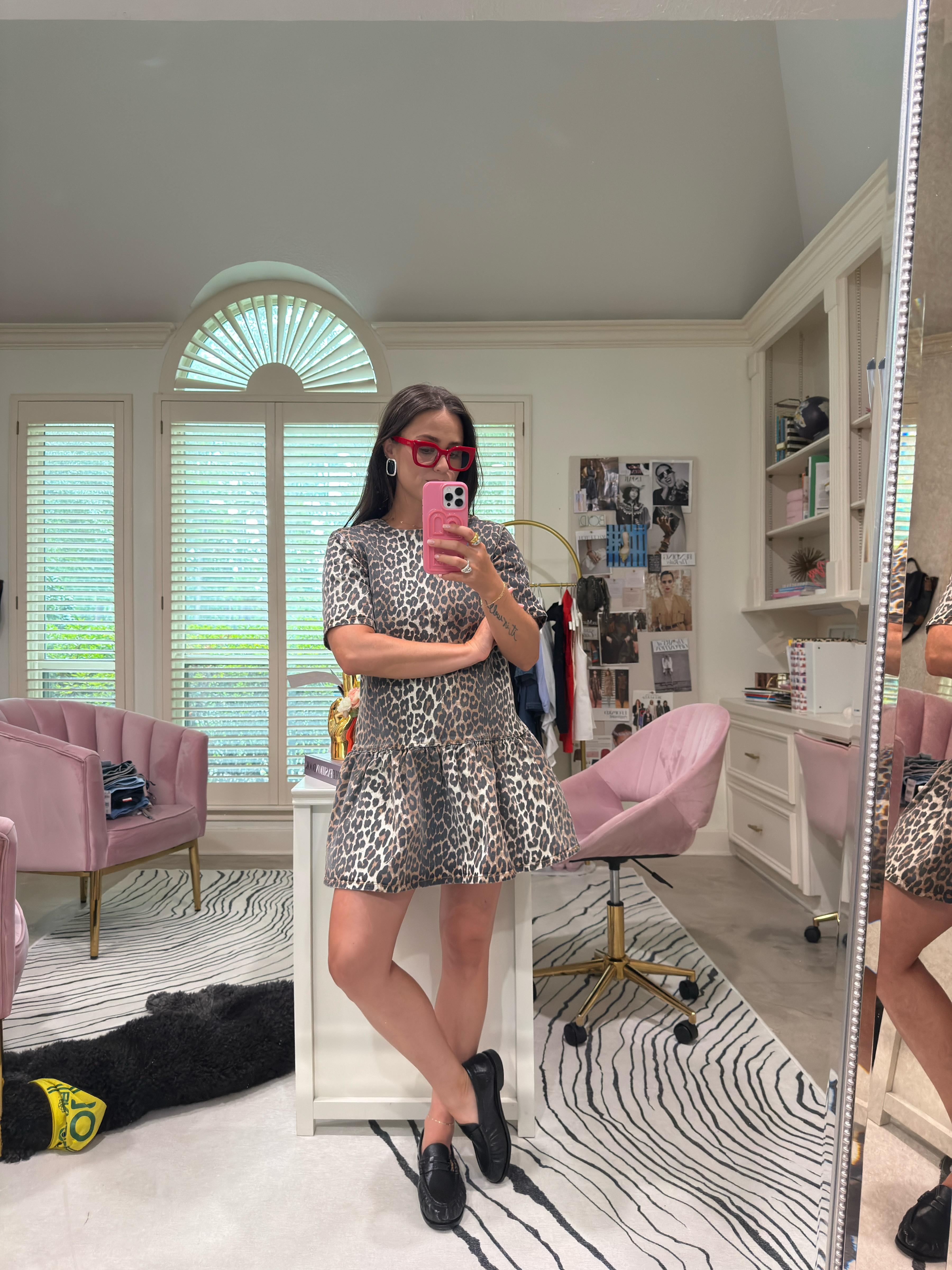 Leopard print will never not be a good idea.

This dress is doing all the work today, structured but still has that fun swing to it, and paired it with loafers to keep it a little more grounded and less "going out." Red glasses because why not add a pop of color while I'm at it. Linking the whole look below 🤍 

 #LTKootd #LTKmomlife