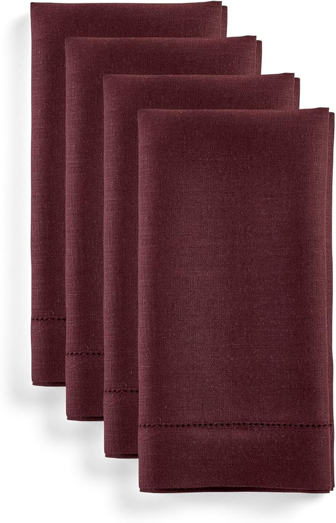 Solino Home Linen Cloth Napkins Set of 4-100% Pure Linen Burgundy Dinner Napkins 20 x 20 Inch for... | Amazon (US)